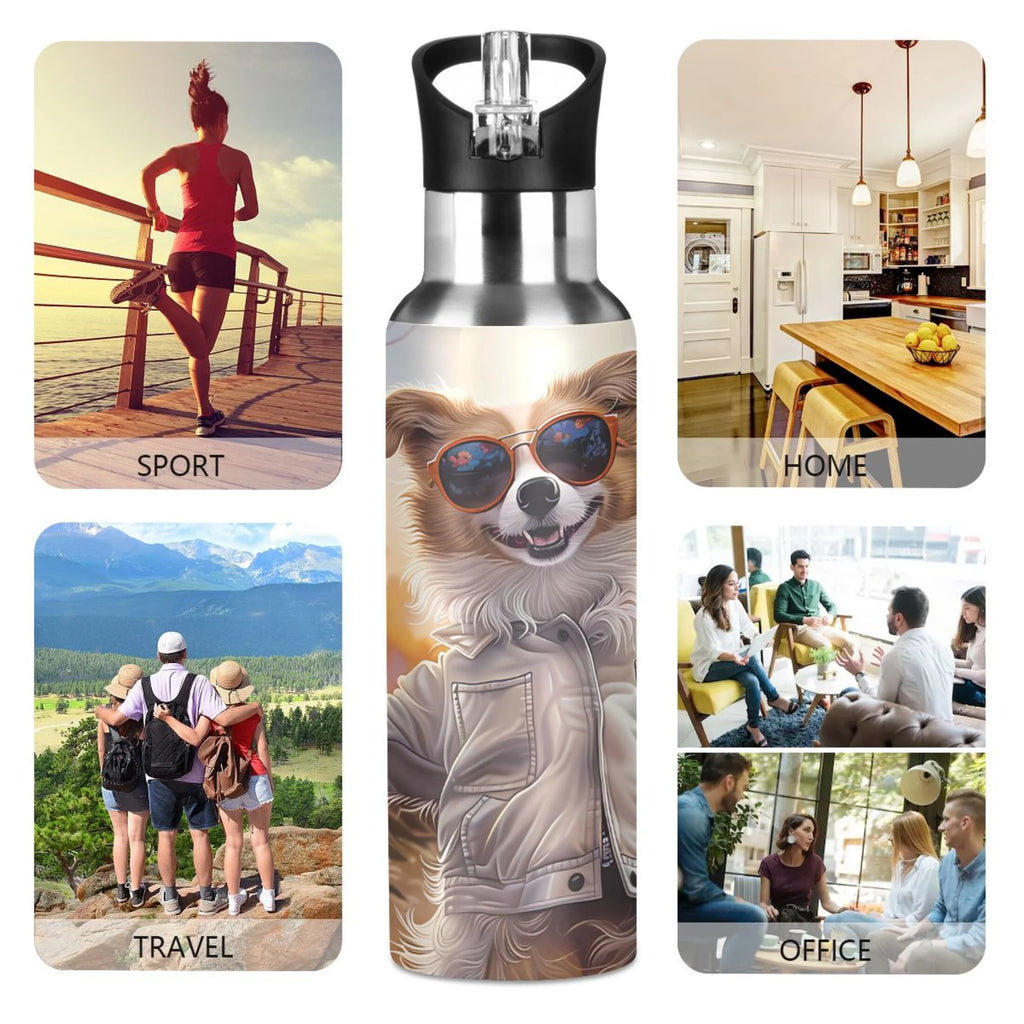 20 oz Insulated Stainless Steel Water Bottle with Straw Lid K998596