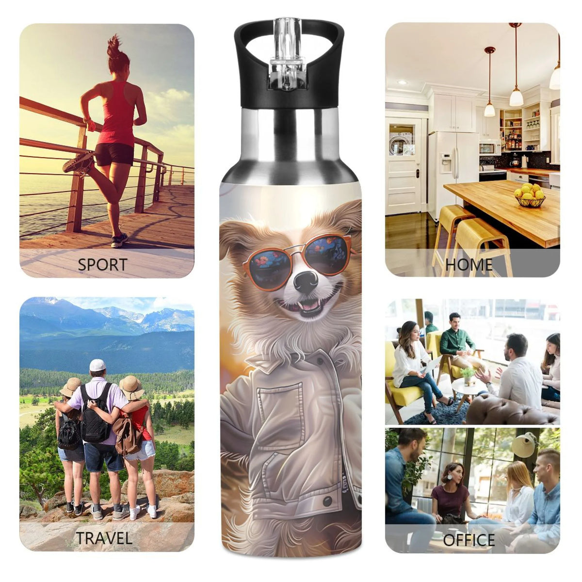 20 oz Insulated Stainless Steel Water Bottle with Straw Lid K998596