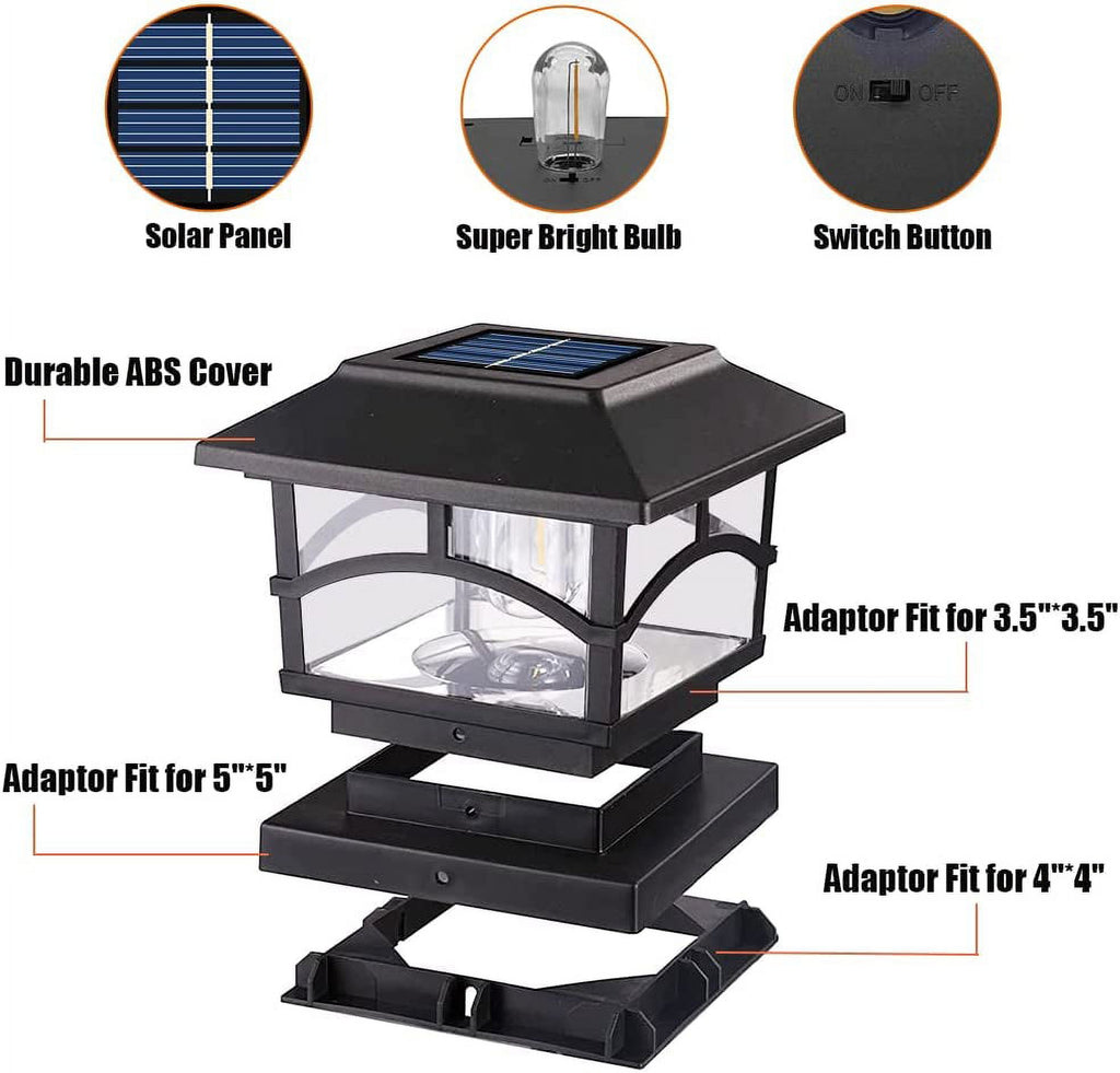 Solar Post Lights LED Waterproof Deck Fence Cap Lights 6 Pack H748