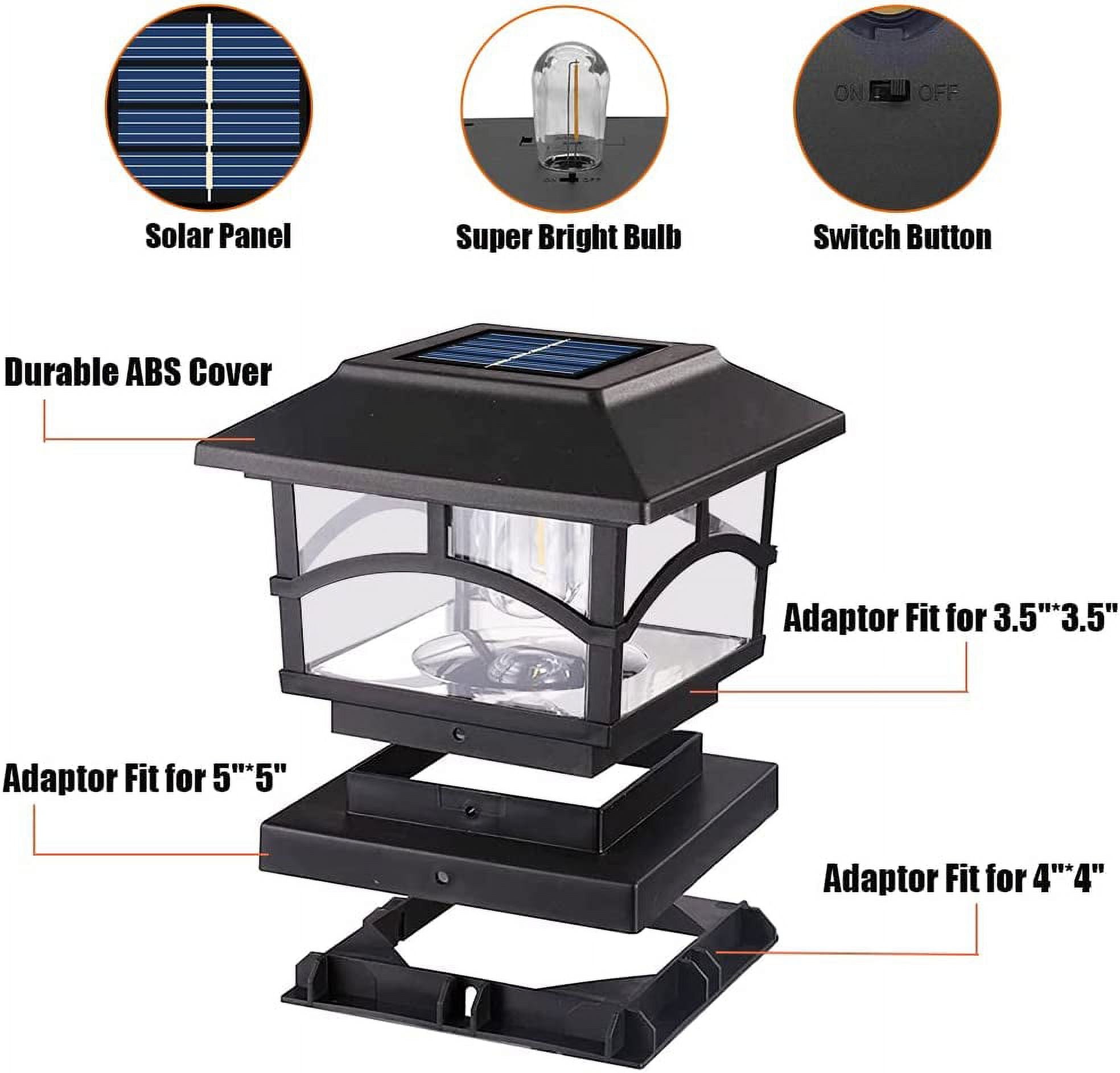Solar Post Lights LED Waterproof Deck Fence Cap Lights 6 Pack H748
