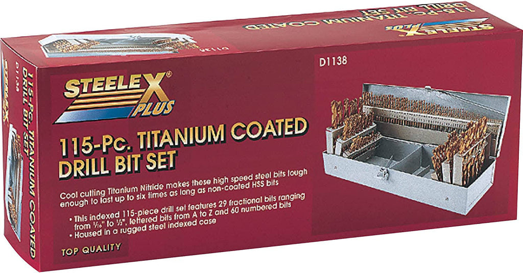 115-Piece Tin Coated Drill Bit Set V609331