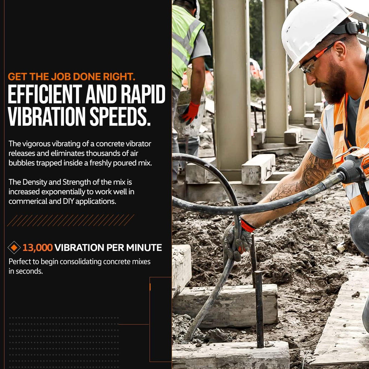 Concrete Vibrating Power Tool with 4.9 Ft Flex Hose Immersion Shaft V78613