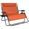 Terracotta Orange 2-Person Zero Gravity Chair with Cup Holders Z885860