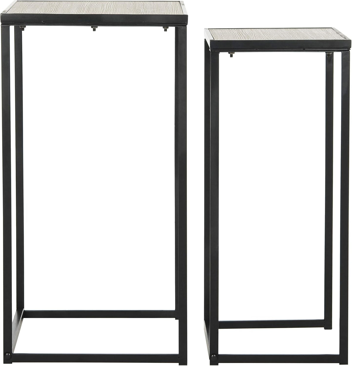 Light Oak and Black Wood Stacking End Table Pack of 2 J143692