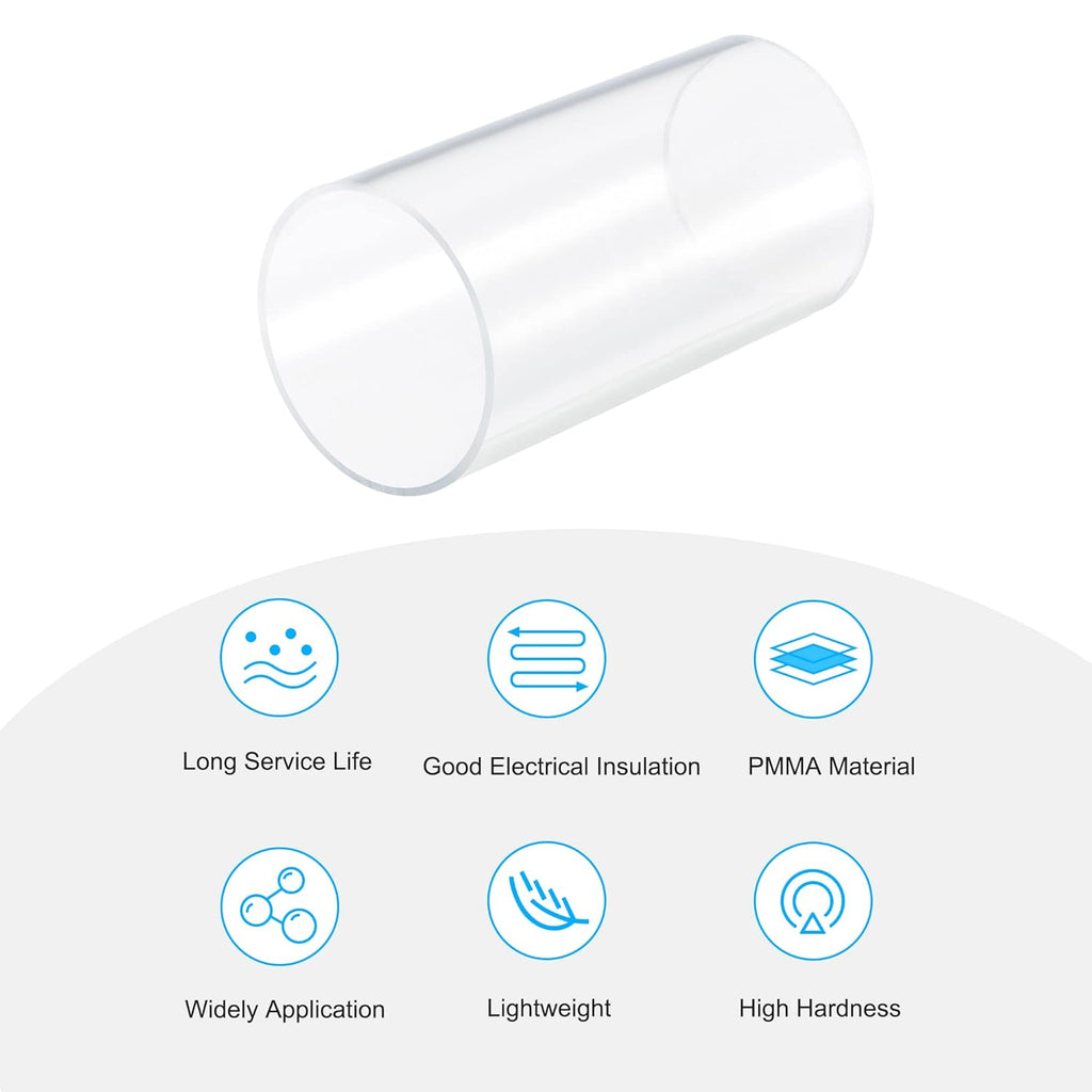 Clear 125mm ID 130mm OD Acrylic Round Tube Pack of 2 V48820