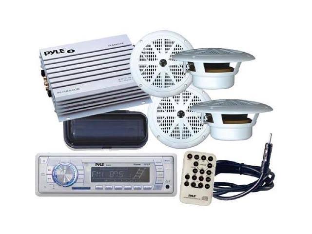 Marine MP3 USB Stereo Radio Receiver with 4 Speakers and 400Watt Amp A386371