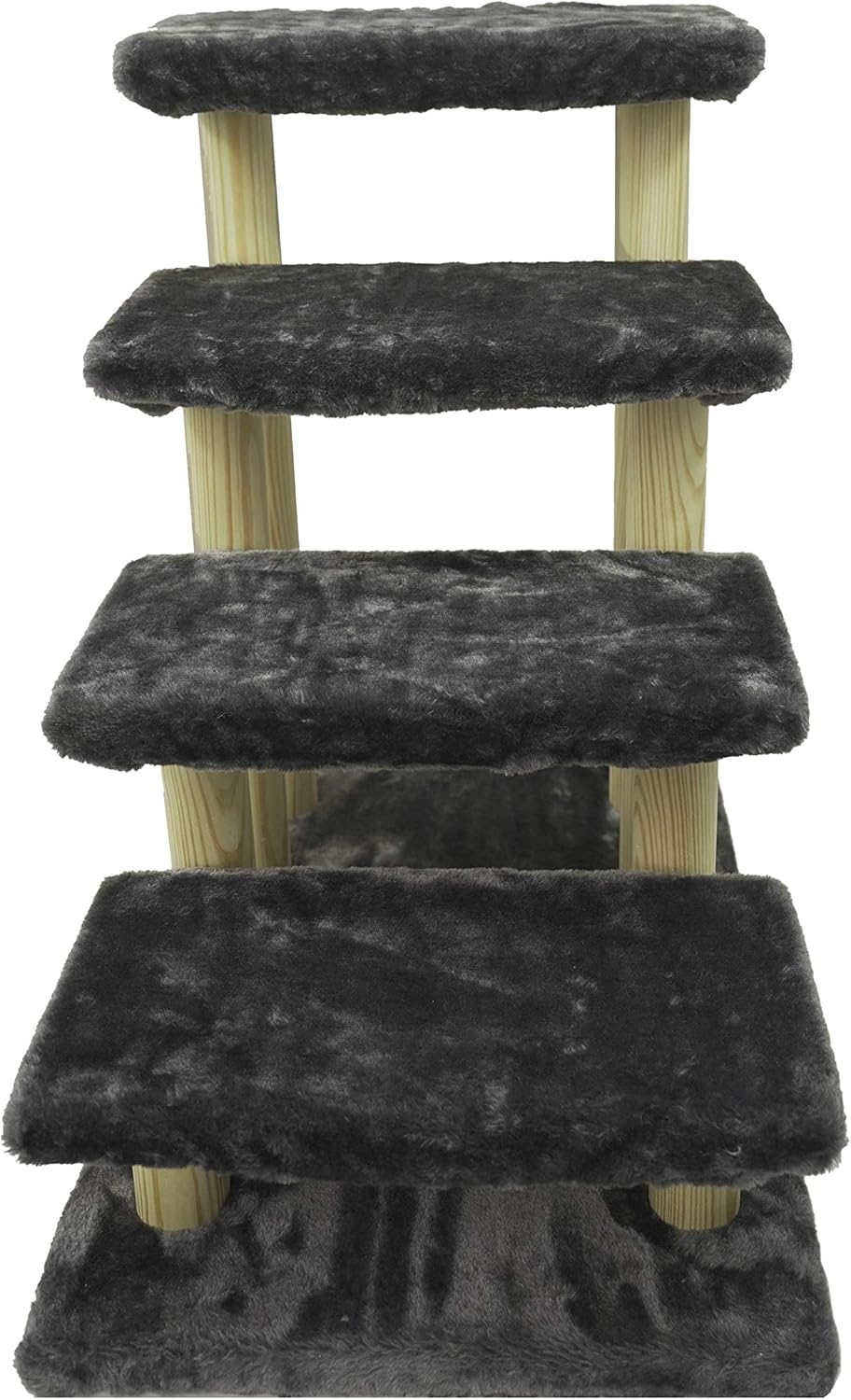 Navy Blue 4-Step Wooden Pet Stairs with Detachable Carpet Pack of 2 X999
