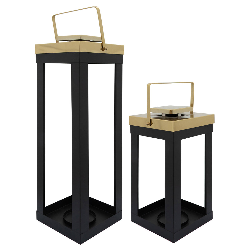 Metal Lantern with Gold Handles Q738