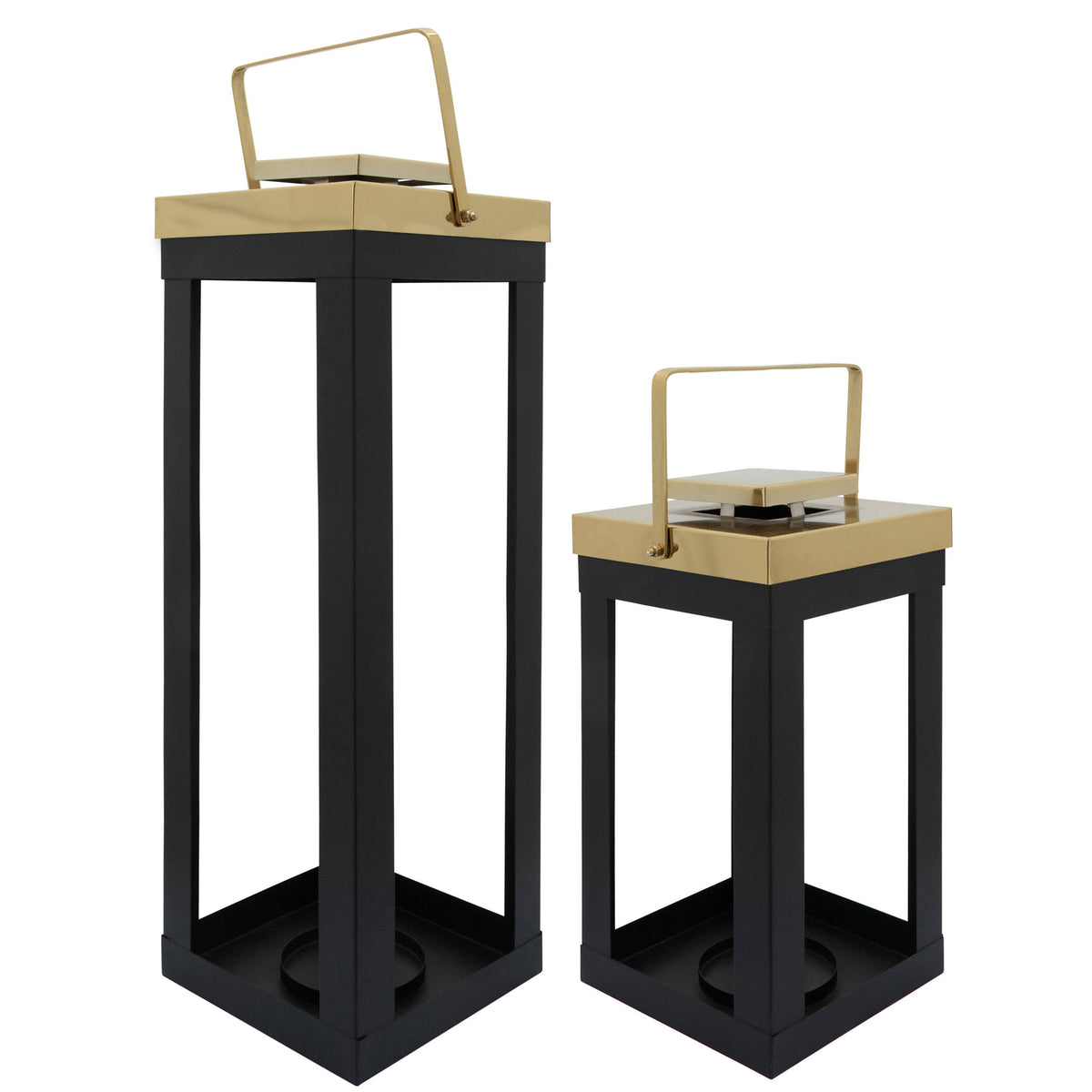 Metal Lantern with Gold Handles Q738