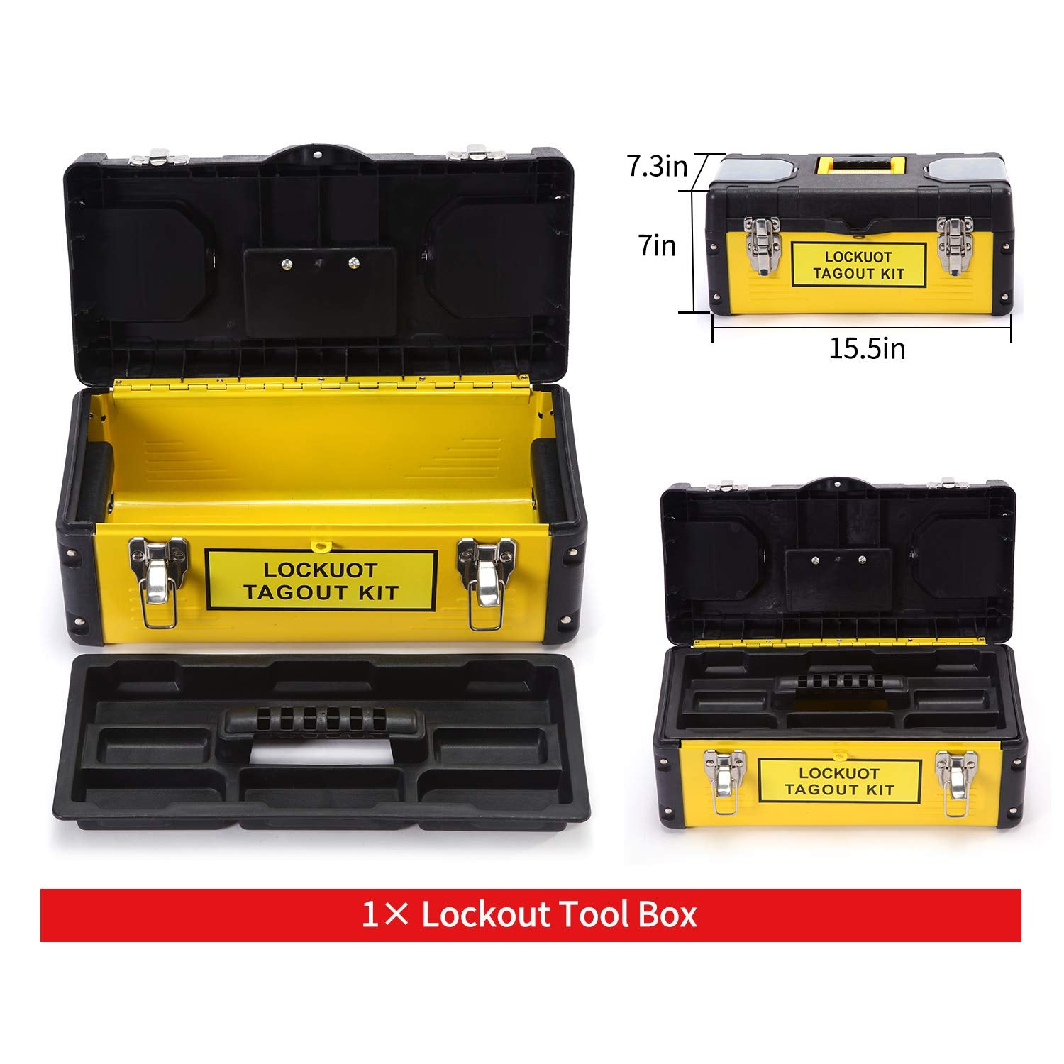 Lockout Tagout Kit with Safety Padlocks, Hasp, Breaker Lockout, Ball Valve Lockout, Steel Cable Lockout, Plug, Valve Lockout, Tags Q62617