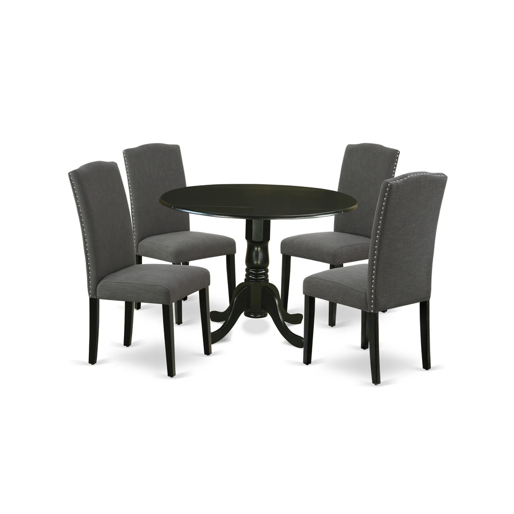 5-piece Wood Dining Set in Black/Dark Gotham Gray E730