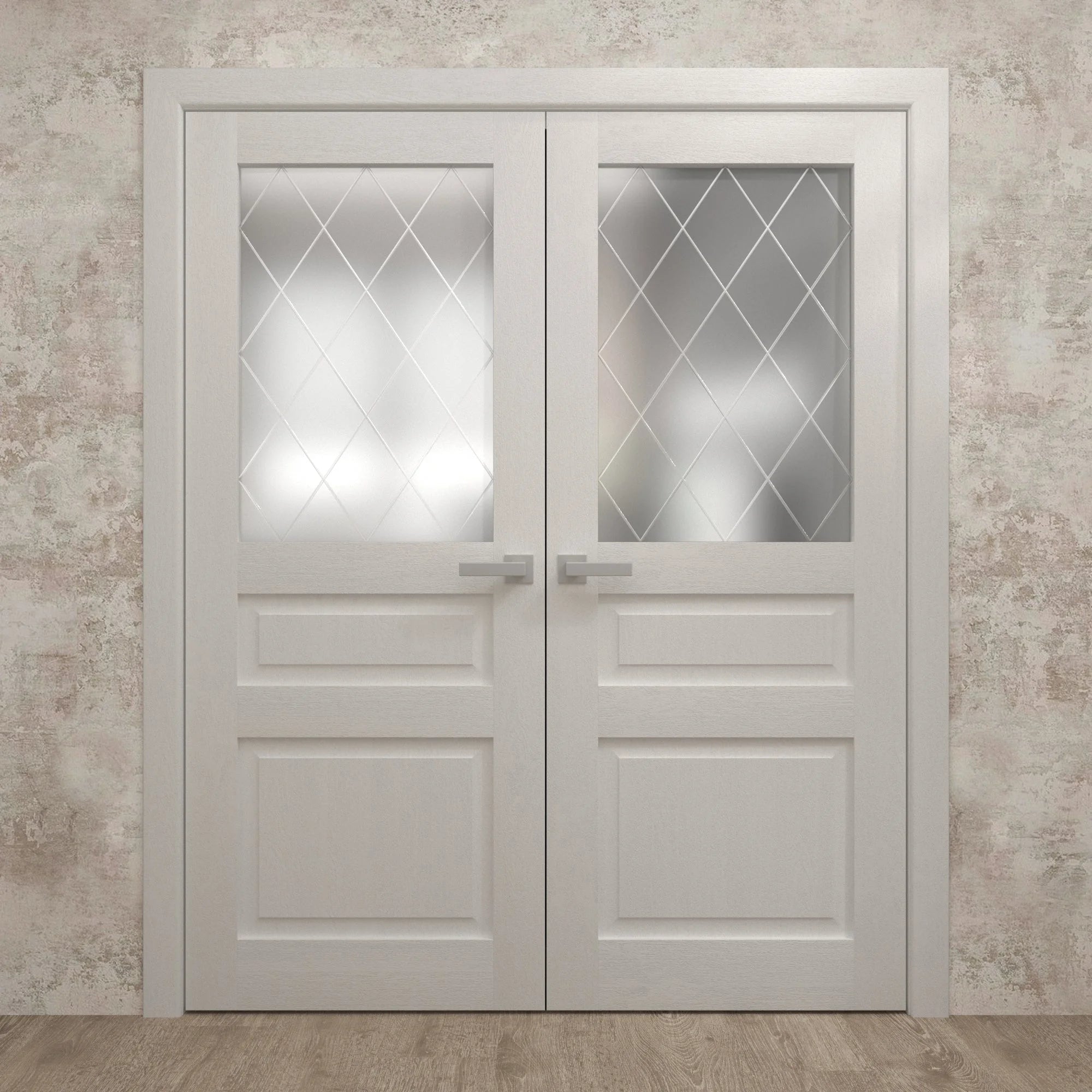 Solid French Double Doors 36 x 80 inches Painted White Oak Wood Interior S364412