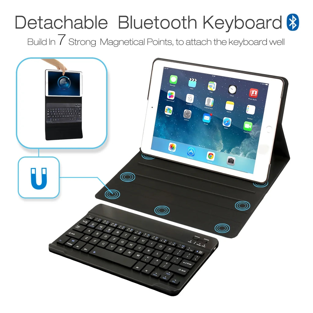 iPad Keyboard Case with Removable Wireless Bluetooth Keyboard O763635
