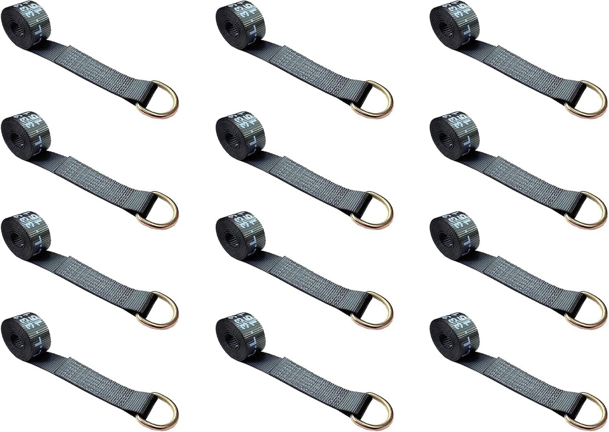 2.5 oz x 10 ft D-Ring Lasso Strap Tie Down (Yellow, 10 - Pack) L642399