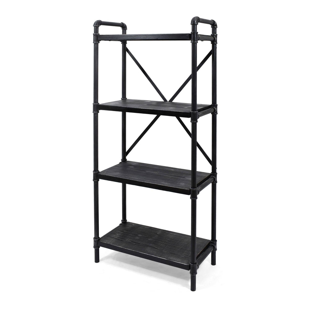 Black Contemporary 4-Shelves Rectangular Storage Bookcase R3331
