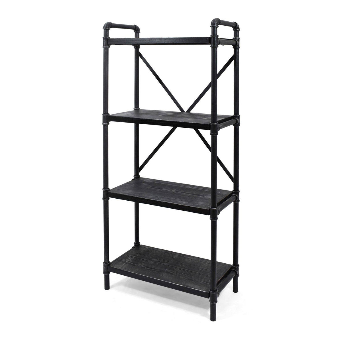 Black Contemporary 4-Shelves Rectangular Storage Bookcase R3331