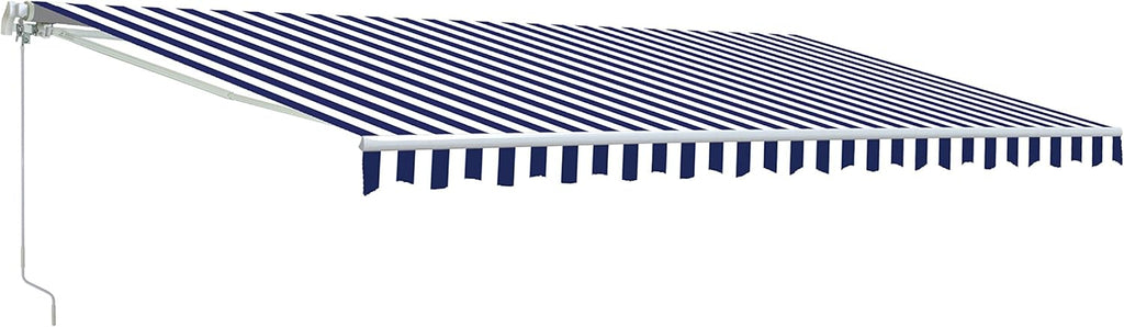 Blue and White Striped Retractable Patio Awning 13 x 10 Feet N382253