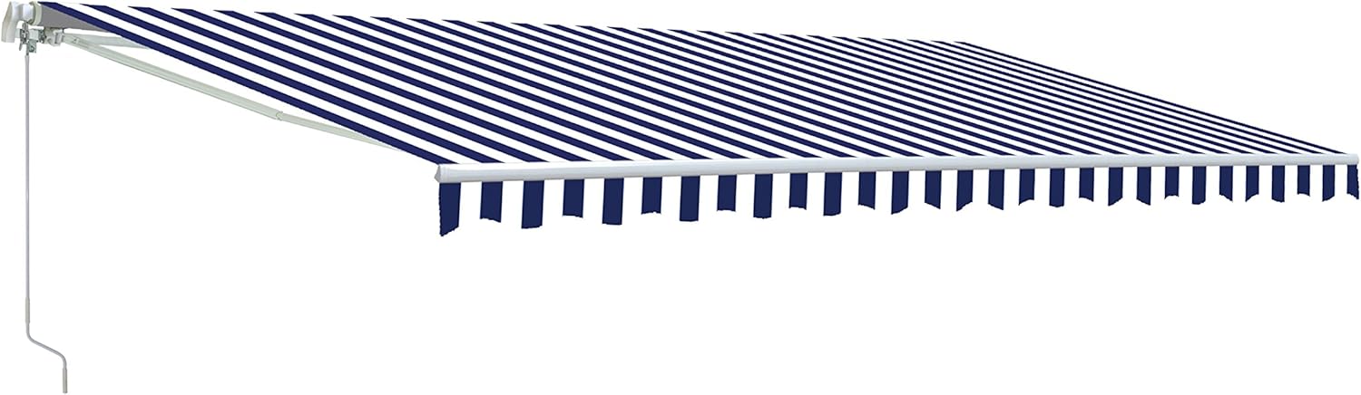 Blue and White Striped Retractable Patio Awning 13 x 10 Feet N382253
