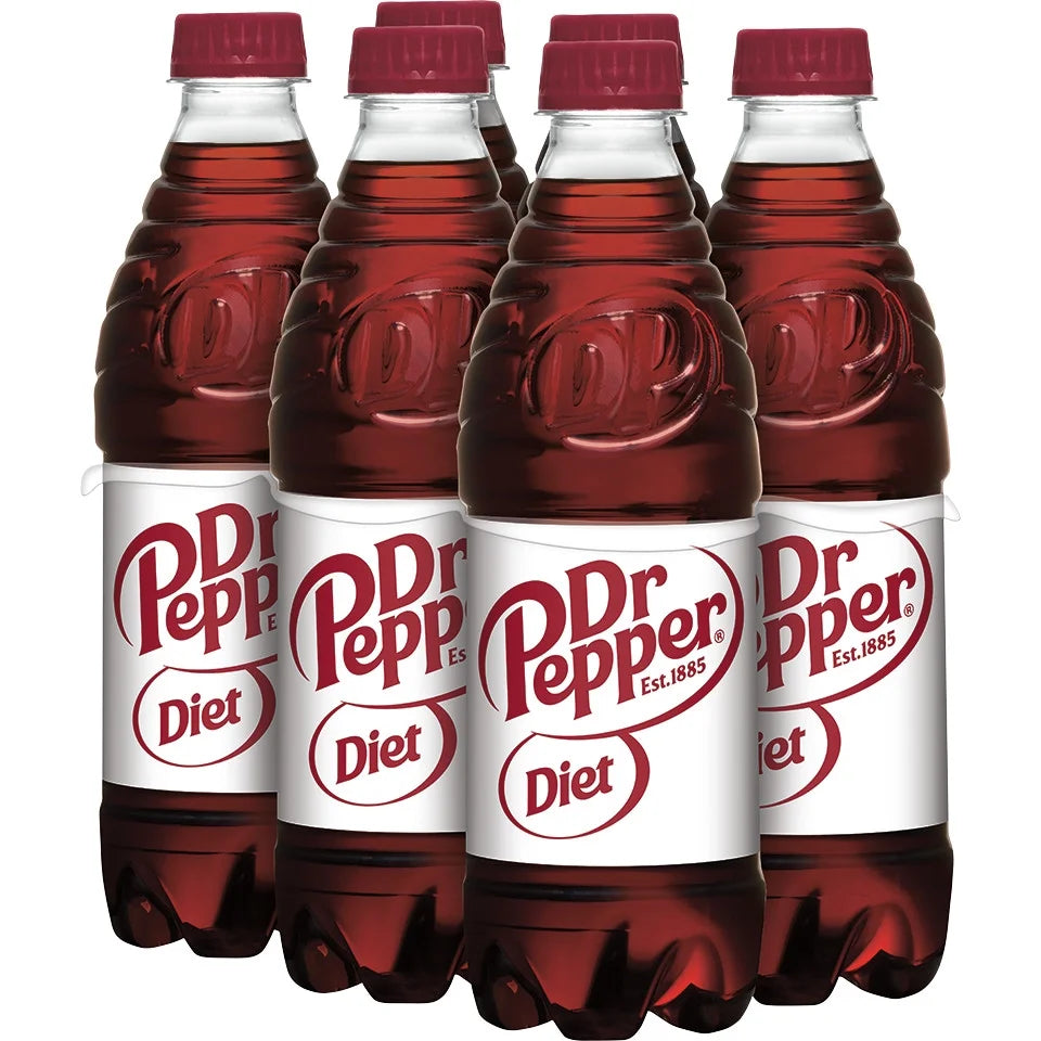 Diet Dr Pepper Soda Pop, 16.9 fl oz, 6 Pack Bottles W817
