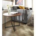 Round End Table 22 Diameter 22H Recycled Natural Steel Walnut Top Natural Steel Base X64324