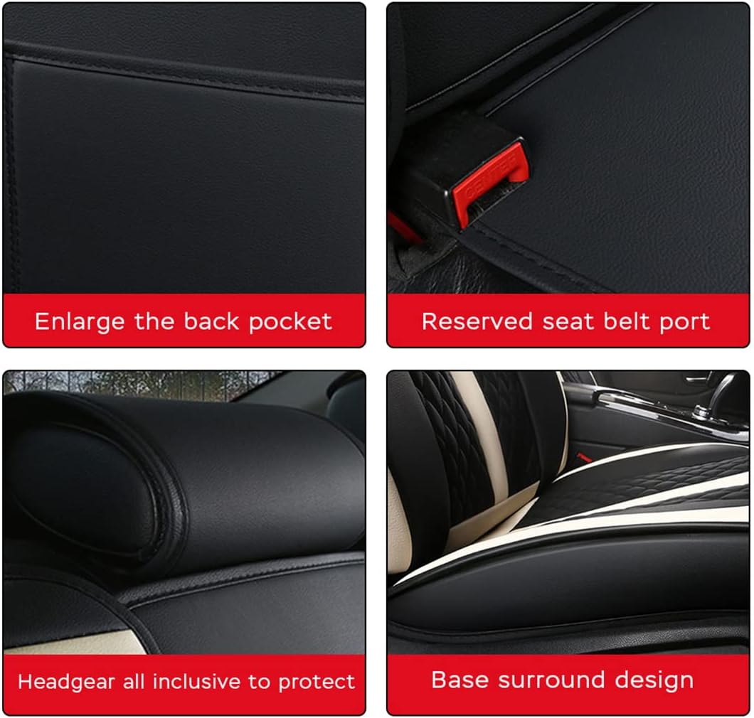 Black Red Waterproof Car Seat Covers 5-Seat A5815