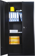 Black Metal Storage Cabinet with Locking Doors and 2 Adjustable Shelves Q934