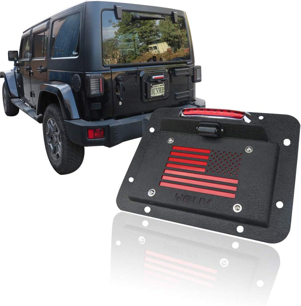 Spare Tire Delete License Plate Relocation Kit with Third Brake Light for Wrangler JK JKU C313