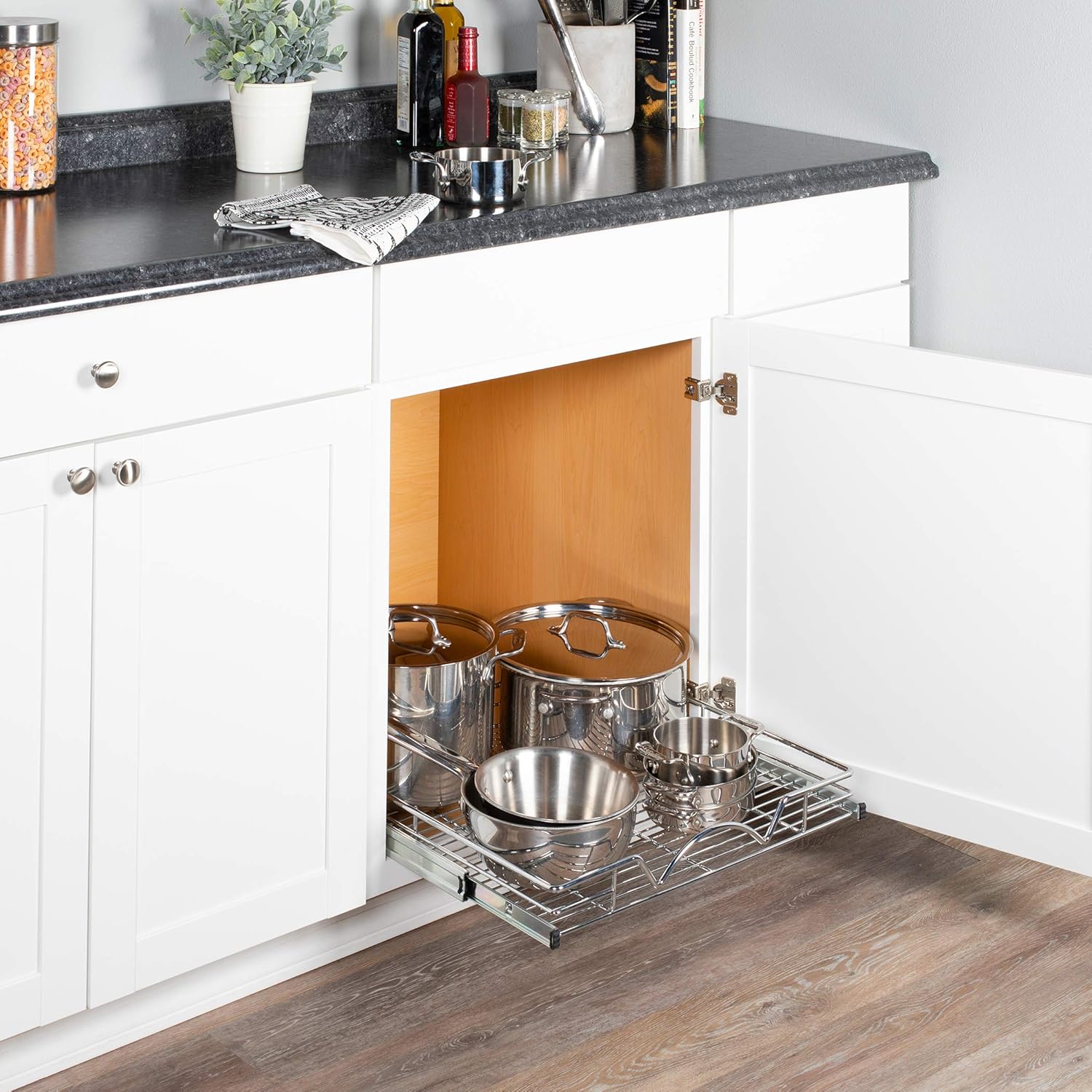 Chrome Heavy Duty Pull Out Drawer Cabinet Organizer M445