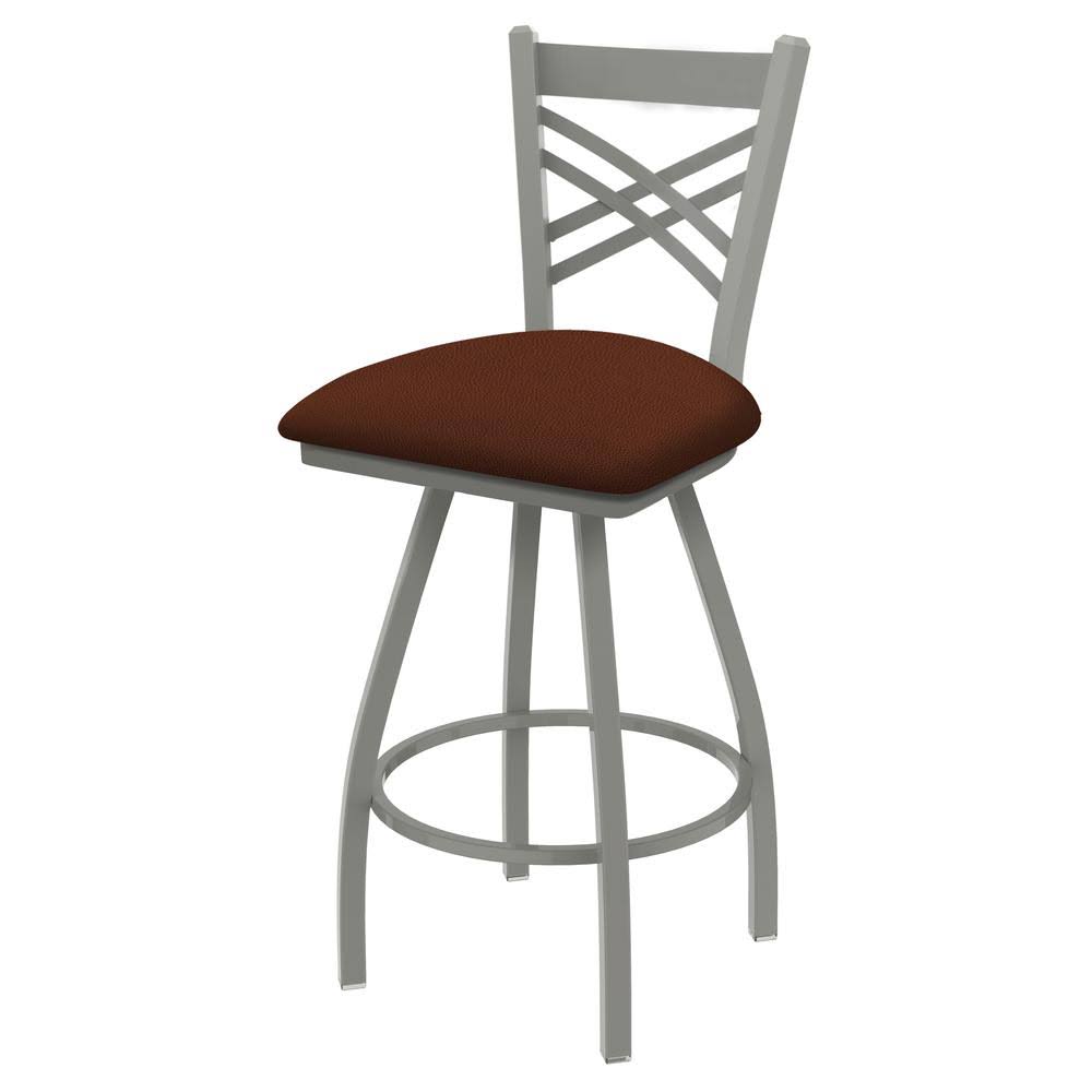 Anodized Nickel Swivel Stool with Adobe Seat C7389