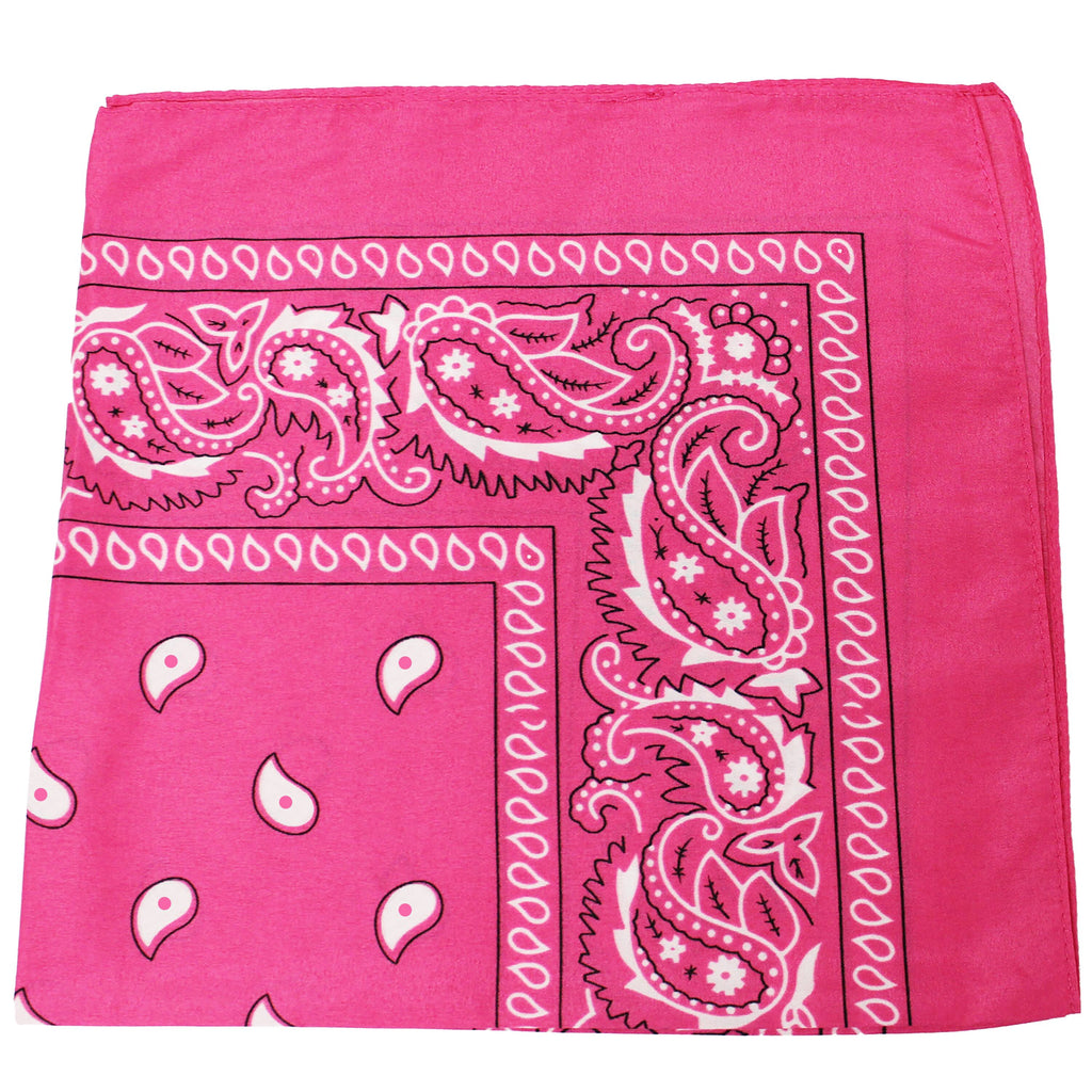 96 Pack 100% Polyester Paisley Bandanas (Hot Pink) T293
