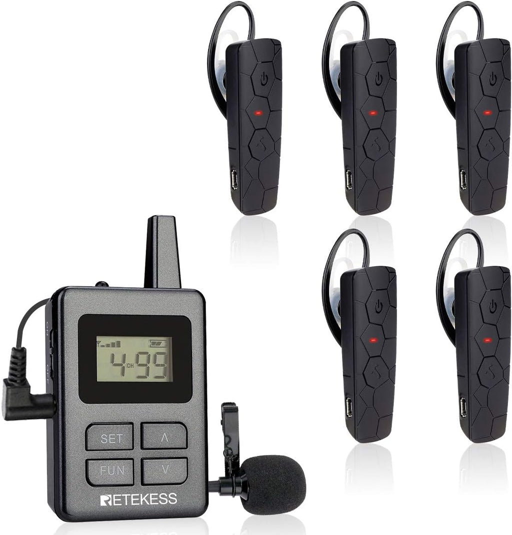 1 Transmitter and 5 Receivers Wireless Tour Guide System F994936