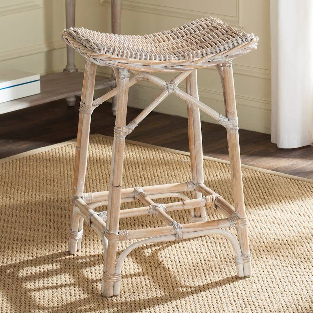Natural Washed Wicker Bar Stool Q79868