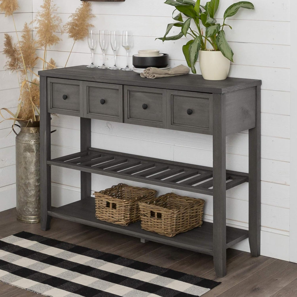 Rustic Oak 58 Inch Wood TV Stand with Storage Cabinet Doors and Shelves P742
