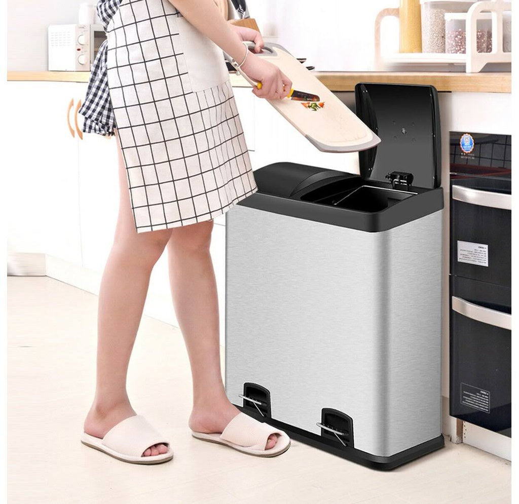 Stainless Steel 16 Gallon Dual Step Trash Can B911488