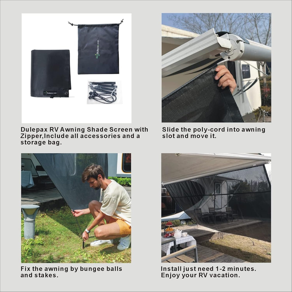 RV Awning Shade Screen 8'X10'3'' with Zipper H56543