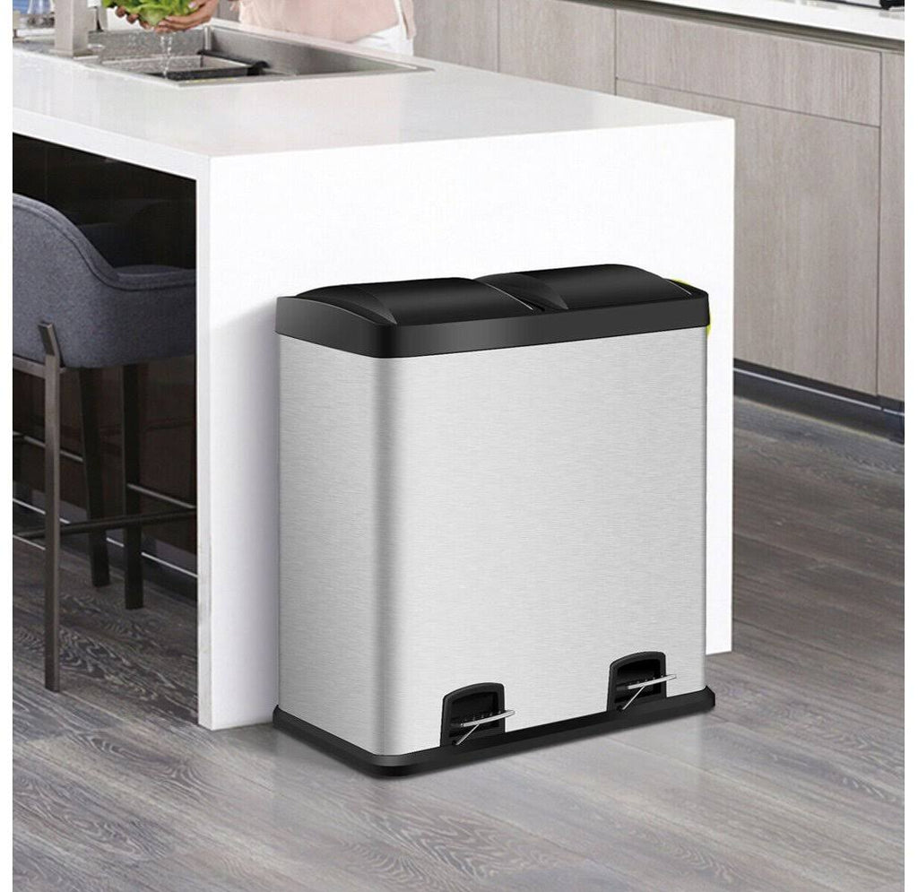 Stainless Steel 16 Gallon Dual Step Trash Can B911488