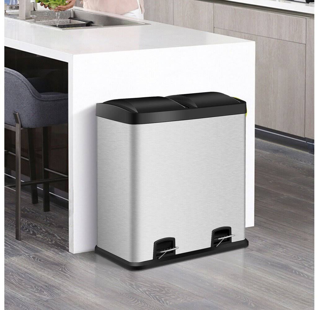 Stainless Steel 16 Gallon Dual Step Trash Can B911488