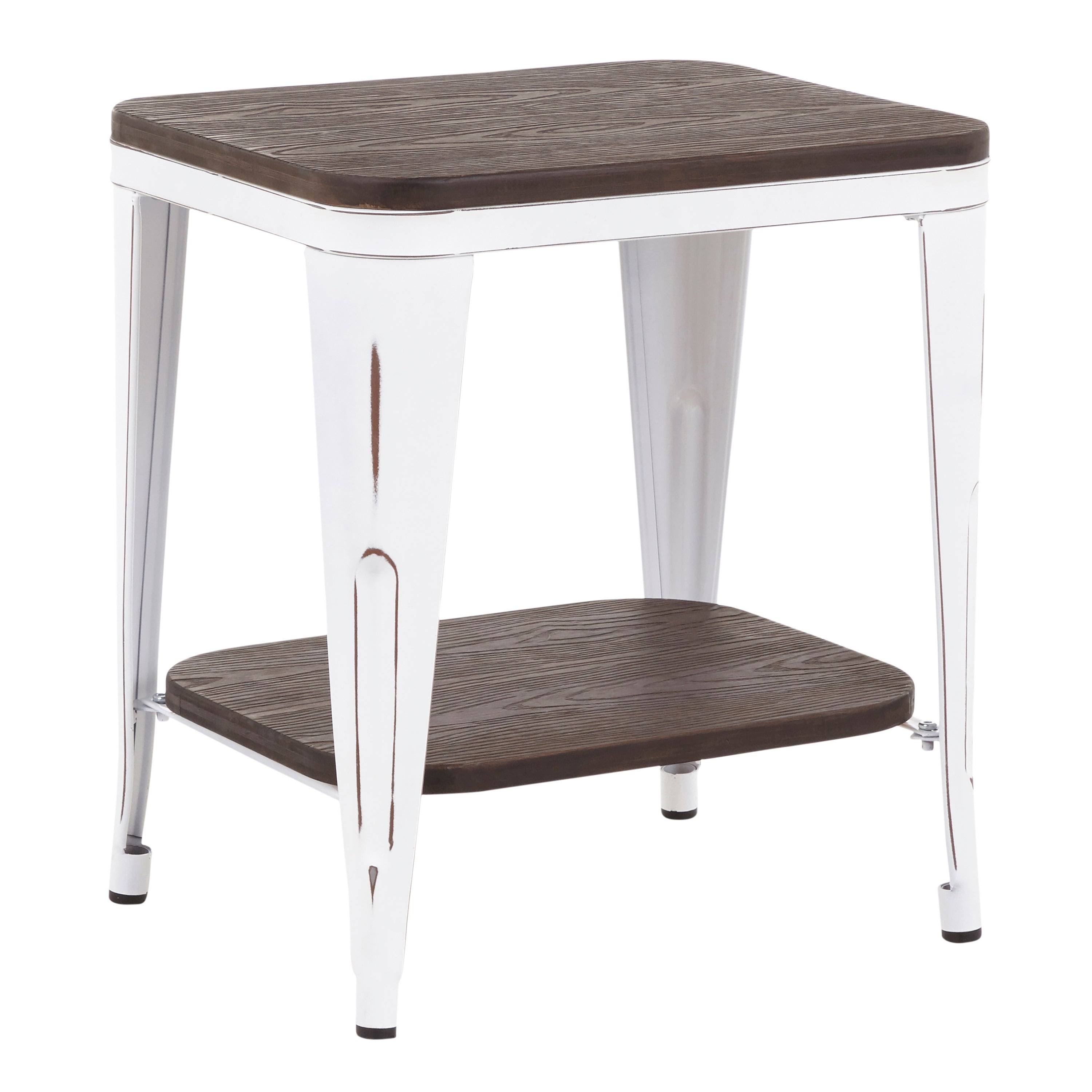 Industrial Wood and Metal End Table P7615