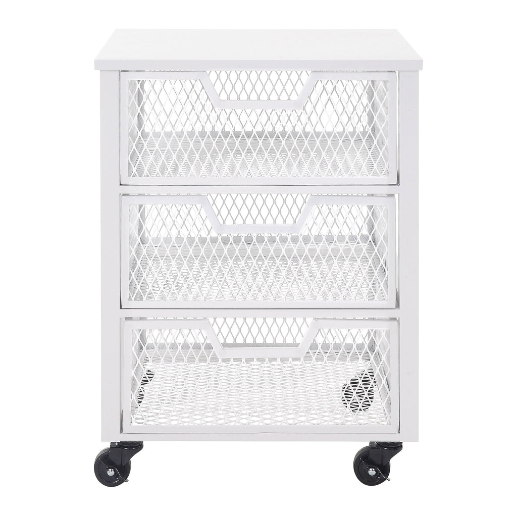 4 Drawer White Metal Rolling Cart S204242