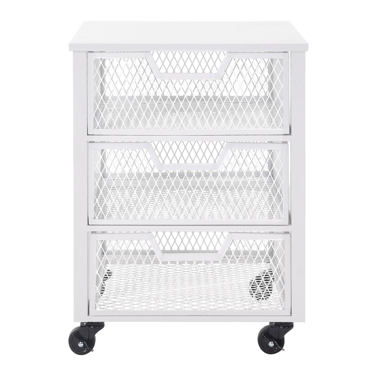 4 Drawer White Metal Rolling Cart S204242