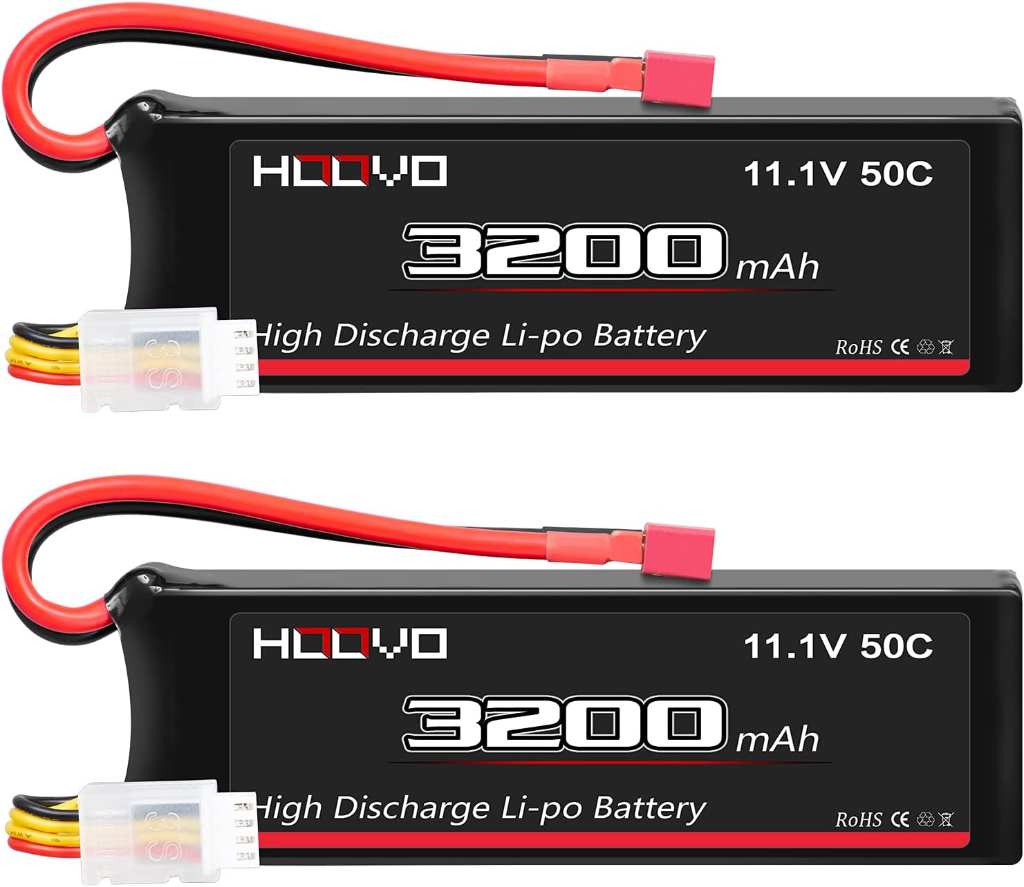 2 Packs 11.1V 3200mAh 50C RC Lipo Battery with Deans T Connector K241