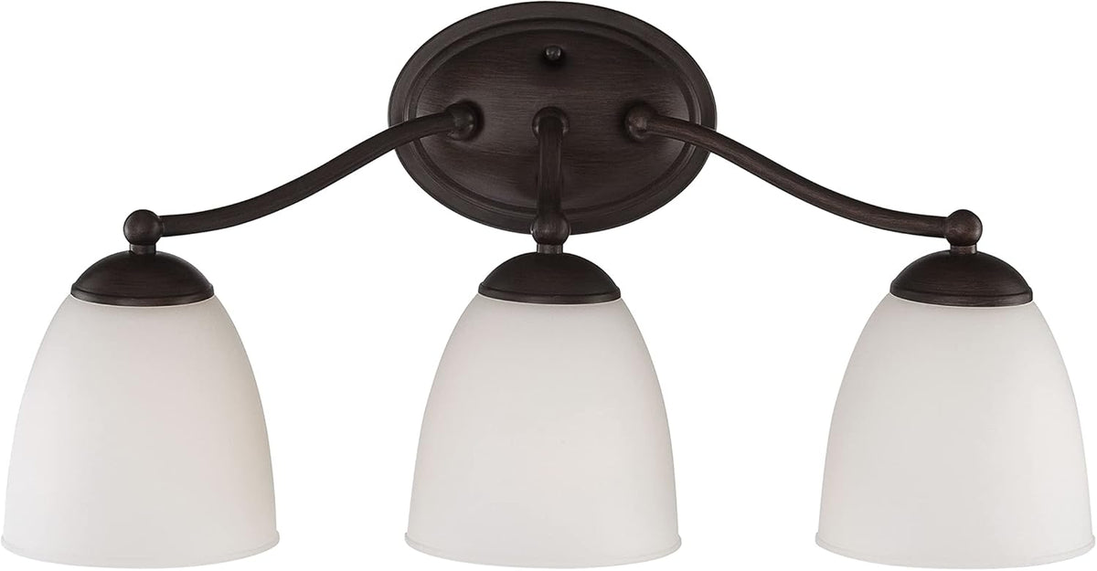 Three Light Vanity Frosted Glass Brushed Nickel Fixture D66548