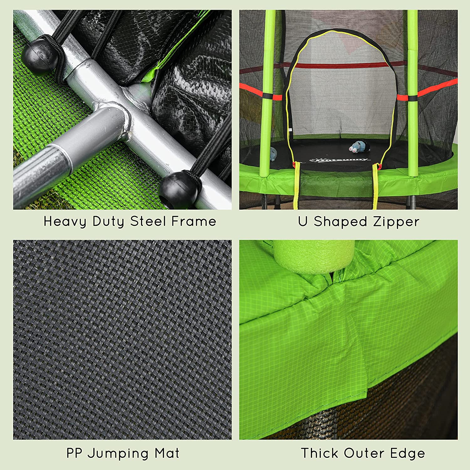 Kids Trampoline with Enclosure Net Steel Frame Indoor Round Bouncer M7300