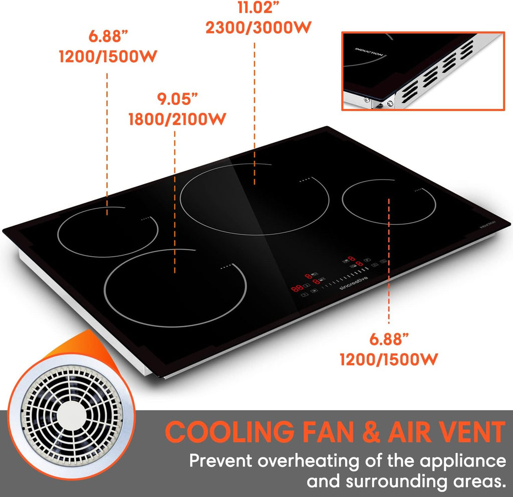 Induction Cooktop with 4 Burners Smoothtop Ceramic Glass F703459