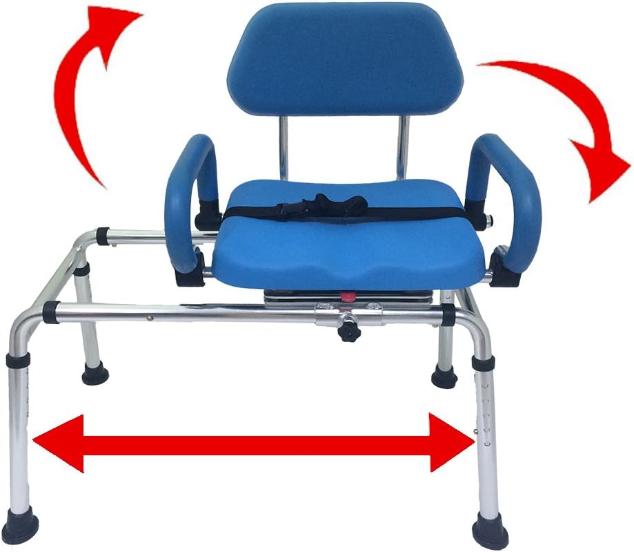 Sliding Transfer Bench with Swivel Seat Padded Bath and Shower Chair with Pivoting Arms V90906