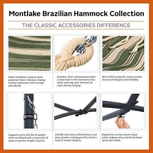 Heather Fern Green Stripe Hammock with Steel Stand Z409
