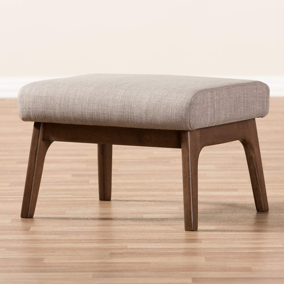 Light Grey Walnut Brown Fabric Polyester Ottoman Pack of 2 F25922