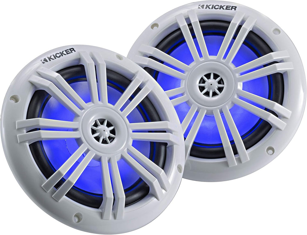 6.5 Inch 2 Way Coaxial Marine LED Boat Speakers, Pair, 4 Ohm, 150 Max Watts, Blue F840