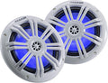 6.5 Inch 2 Way Coaxial Marine LED Boat Speakers, Pair, 4 Ohm, 150 Max Watts, Blue F840