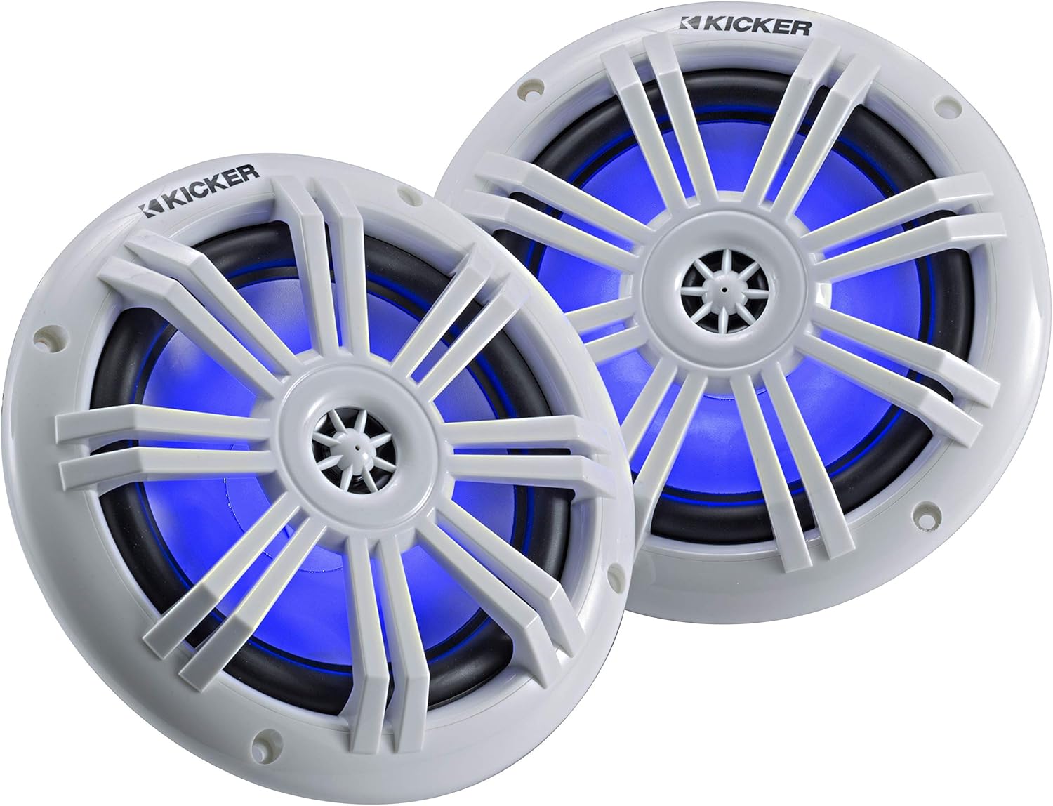 6.5 Inch 2 Way Coaxial Marine LED Boat Speakers, Pair, 4 Ohm, 150 Max Watts, Blue F840